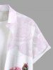 Plus Size Rose Flower Leaf Print Ombre Valentines Hawaii Button Pocket Shirt For Men -  