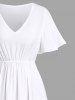 Plus Size Rose Flower Leaf Flamingo Print Hawaii Split Pocket A Line Midi Dress -  