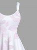 Plus Size Rose Flower Leaf Print Ombre Valentines Hawaii A Line Dress - Rose clair 5X