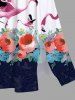 Plus Size Rose Flower Leaf Flamingo Print Hawaii Split Pocket A Line Midi Dress -  