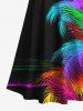 Plus Size Colorful Ombre Coconut Tree Tropical Leaves Print Hawaii  Cold Shoulder Crisscross A Line Maxi Dress -  