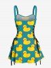 Duck Print Lace Up Hawaii Tank Dress -  