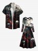 Skulls Rose Flower Ombre Print Crisscross Hawaii Dress With A Belt -  