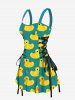 Robe Canard Imprimé à Lacets - Vert S