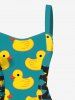 Robe Canard Imprimé à Lacets - Vert S