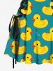 Robe Canard Imprimé à Lacets - Vert S