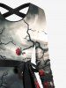 Skulls Rose Flower Ombre Print Crisscross Hawaii Dress With A Belt -  