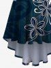 Plus Size Ethnic Flowers Compass Ivory Necklace Print High Low Hawaii Cami Dress -  