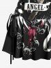 Music Festival Guitar Wings Ribbon Letters Print Lace Up Tank Dress -  