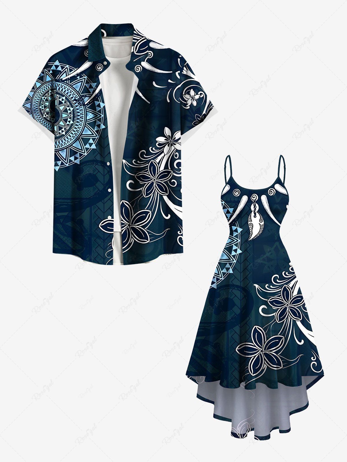 Collier avec Pendentif Boussole en Filigrane et Fleurs Style Ethnique Grande-Taille pour la Plage Bleu de Minuit 
