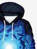 Plus Size Underwater World Dolphin Print Pocket Drawstring Hawaii Hoodie For Men - Bleu profond 8XL