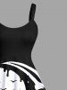 Tenue de Plage Grande Taille pour Couples en Forme de Squelette de Chauve-Souris et Arbre Noix de Coco - Noir 