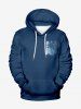 Sweat-Shirt à Capuche Hawaïen à Imprimé Cocotiers en Blocs de Couleurs avec Poche et Cordon de Serrage Grande-Taille pour Hommes - Bleu profond 8XL