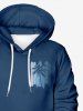 Sweat-Shirt à Capuche Hawaïen à Imprimé Cocotiers en Blocs de Couleurs avec Poche et Cordon de Serrage Grande-Taille pour Hommes - Bleu profond 8XL