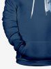 Sweat-Shirt à Capuche Hawaïen à Imprimé Cocotiers en Blocs de Couleurs avec Poche et Cordon de Serrage Grande-Taille pour Hommes - Bleu profond 8XL