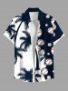 Costume de Baseball Grande Taille Transparent Imprimé Cocotier pour la Plage - Bleu 