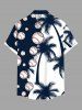 Costume de Baseball Grande Taille Transparent Imprimé Cocotier pour la Plage - Bleu 