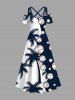 Costume de Baseball Grande Taille Transparent Imprimé Cocotier pour la Plage - Bleu 