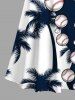 Costume de Baseball Grande Taille Transparent Imprimé Cocotier pour la Plage - Bleu 
