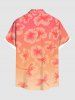 Plus Size Floral Dip Dye Ombre Print Hawaii Button Pocket Shirt For Men -  