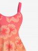 Plus Size Floral Dip Dye Ombre Print Hawaii A Line Tank Dress -  