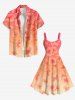 Plus Size Floral Dip Dye Ombre Print Hawaii A Line Tank Dress -  