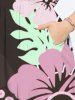 Plus Size Floral Butterfly Leaves Print Hawaii Split Pocket A Line Midi Dress -  