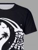 Plus Size Skeleton Hand Tai Chi Coconut Tree Bat Print Hawaii T-shirt For Men -  