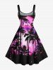 Plus Size Coconut Tree Tie Dye Sky Print Hawaii Tank Dress -  