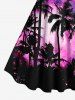 Plus Size Coconut Tree Tie Dye Sky Print Hawaii Tank Dress -  