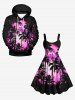 Plus Size Coconut Tree Tie Dye Sky Print Hawaii Tank Dress -  