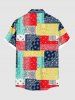 Plus Size Paisley Floral Scarf Print Buttons Pocket Hawaii Shirt For Men -  