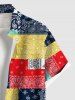 Plus Size Paisley Floral Scarf Print Buttons Pocket Hawaii Shirt For Men -  