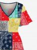 Plus Size Paisley Floral Scarf Print Split Hawaii Midi Dress -  