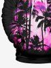 Plus Size Coconut Tree Tie Dye Sky Print Pocket Drawstring Hawaii Hoodie For Men -  