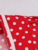 Polka Dot Print Buttons Zipper Back Pleated Vintage Dress -  
