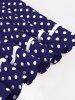 Polka Dot Print Buttons Zipper Back Pleated Vintage Dress -  