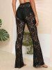 Pantalon de Plage Floral en Dentelle Transparente - Noir M