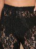 Pantalon de Plage Floral en Dentelle Transparente - Noir M
