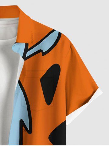 Plus Size Interesting Watermelon Tie Print Buttons Pocket Hawaii Shirt For Men