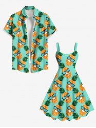 Pineapple Sunglasses Print Plus Size Matching Hawaii Beach Outfit For Couples -  