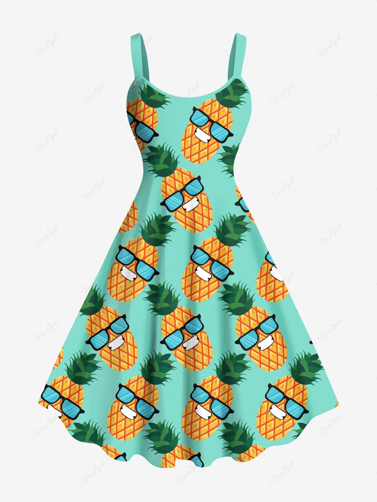 Store Plus Size Pineapple Sunglasses Print Hawaii Tank Dress  
