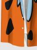 Chemise Amour Pastèque Imprimé Nouée avec Poche de Grande Taille pour Homme - Orange 5XL