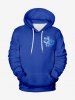 Sweat à Capuche Imprimé Plante Tropicale Grande Taille avec Poche à Cordon de Serrage pour Homme - Bleu L