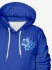 Sweat à Capuche Imprimé Plante Tropicale Grande Taille avec Poche à Cordon de Serrage pour Homme - Bleu L