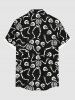 Plus Size Skulls Skeleton Print Buttons Pocket Shirt For Men -  