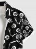 Plus Size Skulls Skeleton Print Buttons Pocket Shirt For Men -  