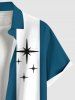 Plus Size Star Stripes Colorblock Print Buttons Pocket Hawaii Shirt For Men -  