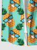 Plus Size Pineapple Sunglasses Print Buttons Pocket Hawaii Shirt For Men -  