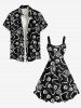Plus Size Skulls Skeleton Print Tank Dress -  